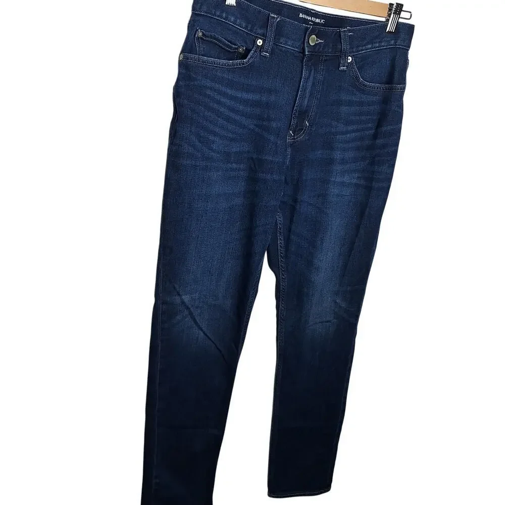 Banana Republic Travel Jeans Athletic Fit 31x32 Washwell Mid Blue Wash Stretch